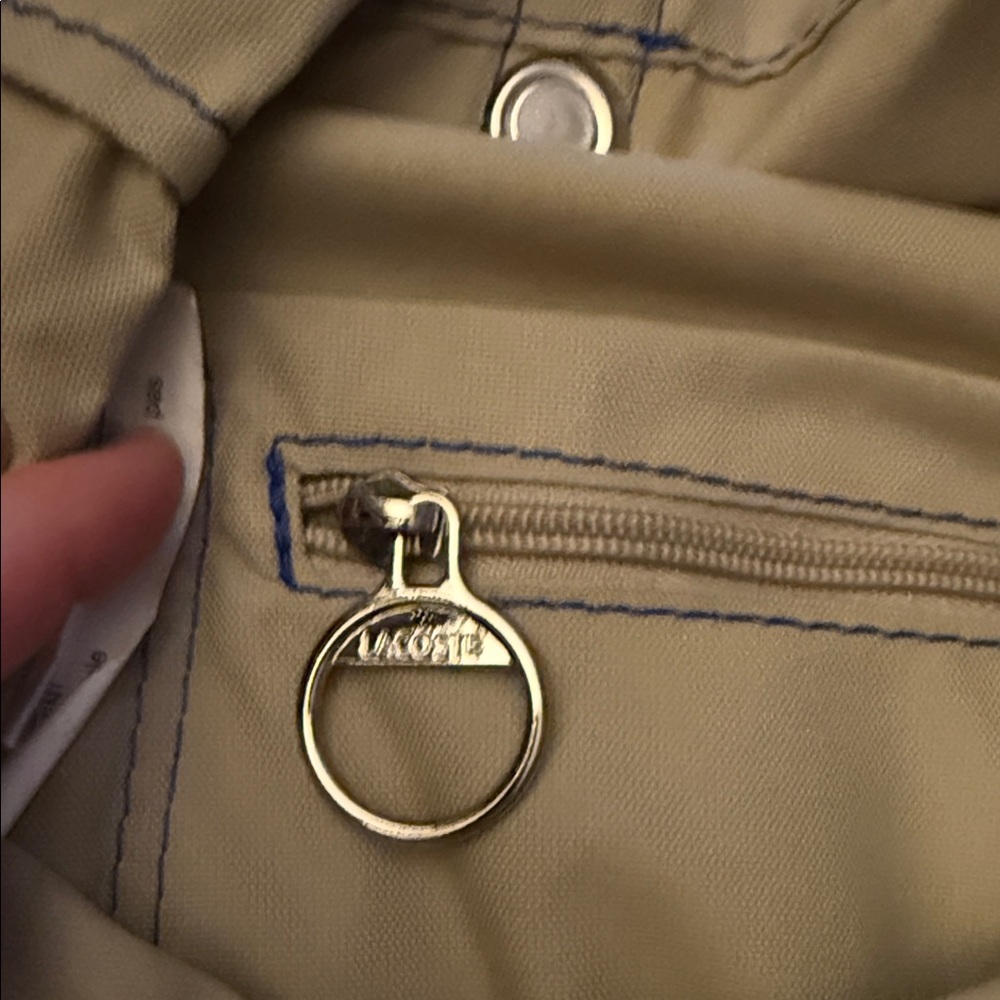 Lacoste Light Beige Nylon Tote with Brown Leather Handles - Picture 12 of 16